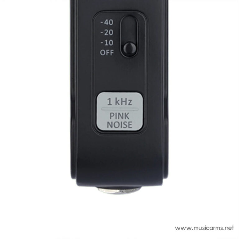 Black audio device with a vertical level switch (-40 to OFF) and a gray badge reading '1 kHz PINK NOISE' ขายราคาพิเศษ