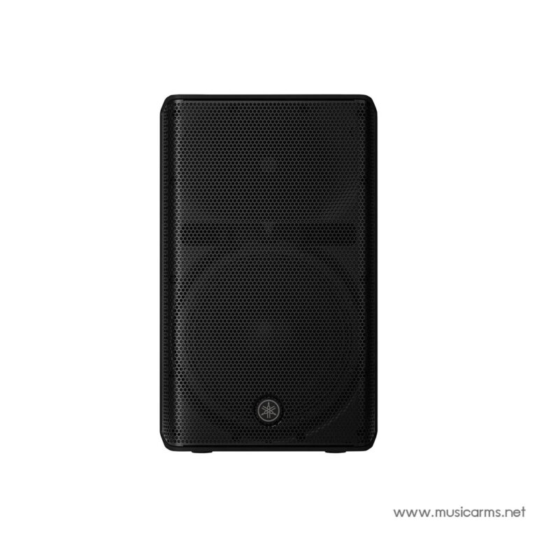 Front view of a black PA speaker with a perforated grille and small logo at the bottom, set against a white background. ขายราคาพิเศษ