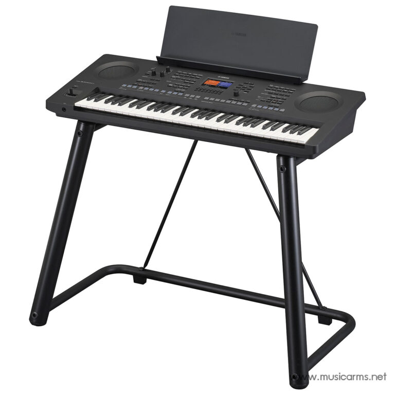 Digital keyboard on a black metal stand with built-in speakers and control panel (Yamaha) ขายราคาพิเศษ