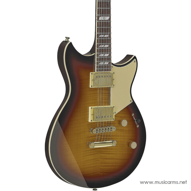 Sunburst electric guitar with gold hardware, cream pickguard, and two humbucker pickups on a maple neck. ขายราคาพิเศษ