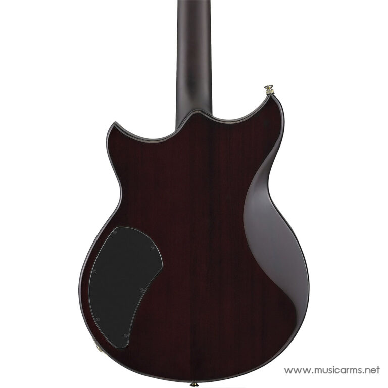 Back view of a dark cherry electric guitar with a double-cutaway body and a black back plate ขายราคาพิเศษ