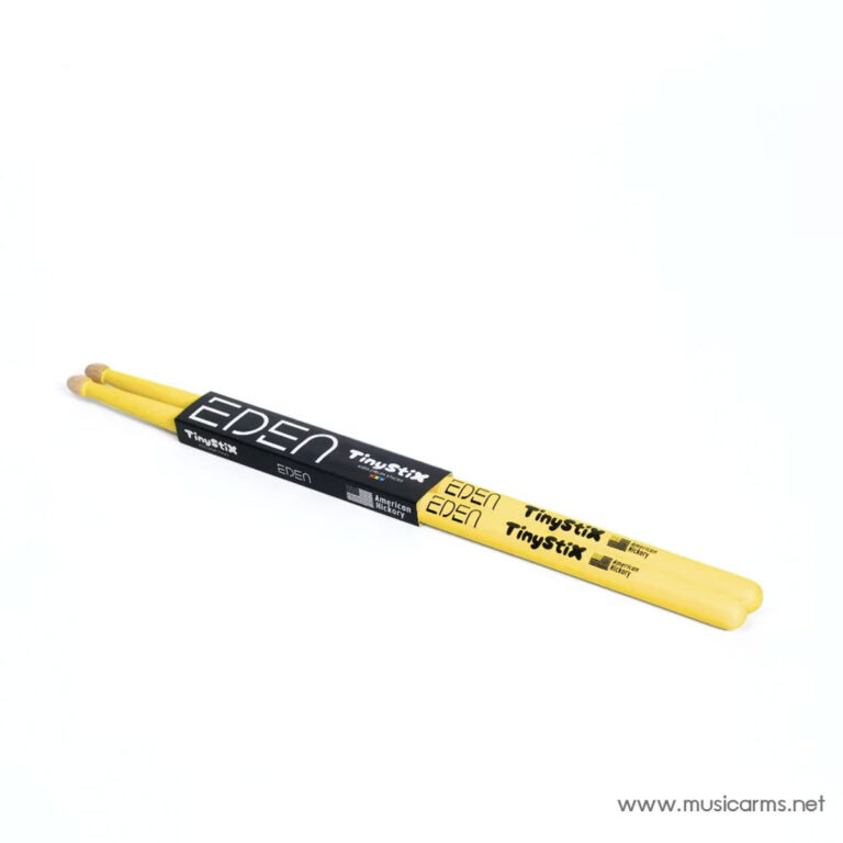 Two yellow Eden TinyStix drumsticks with black packaging laid diagonally on a white background.” ขายราคาพิเศษ