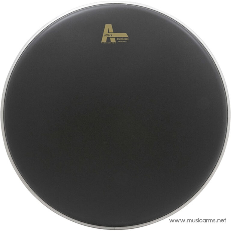 Black round drum practice pad with a silver rim and small gold logo at the top edge, watermark www.musicarms.net in the corner ขายราคาพิเศษ