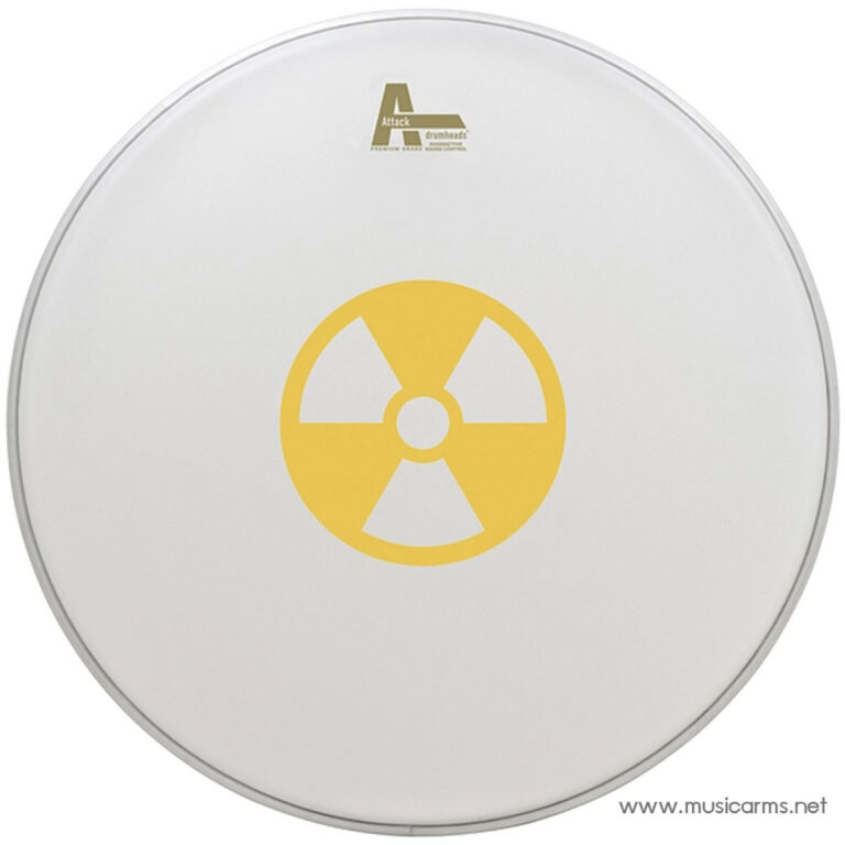 Round metal drum with a yellow radioactive hazard symbol in the center on a light background. ขายราคาพิเศษ
