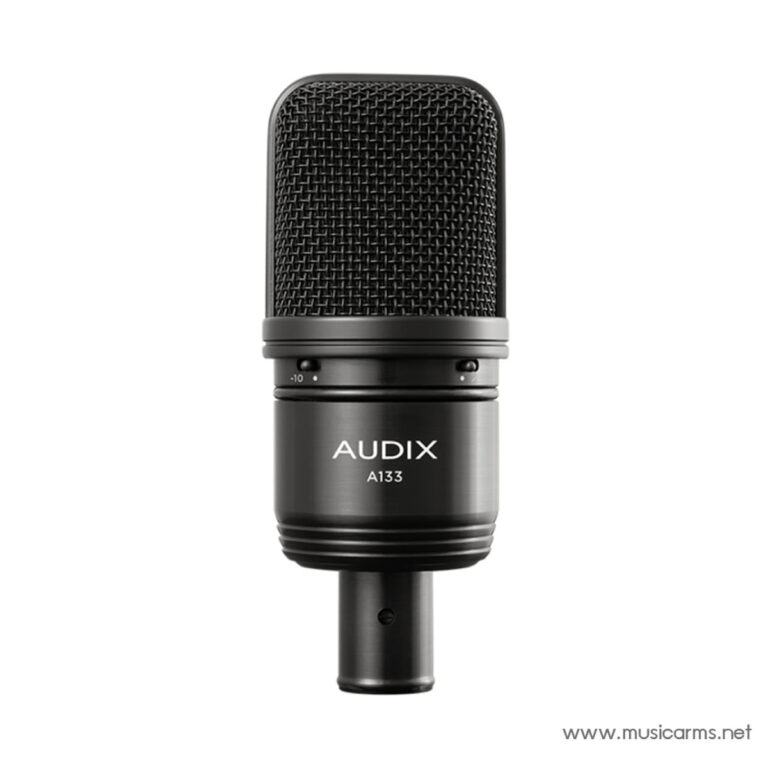 Close-up of an Audix A133 studio microphone with a black mesh grille on a white background ขายราคาพิเศษ