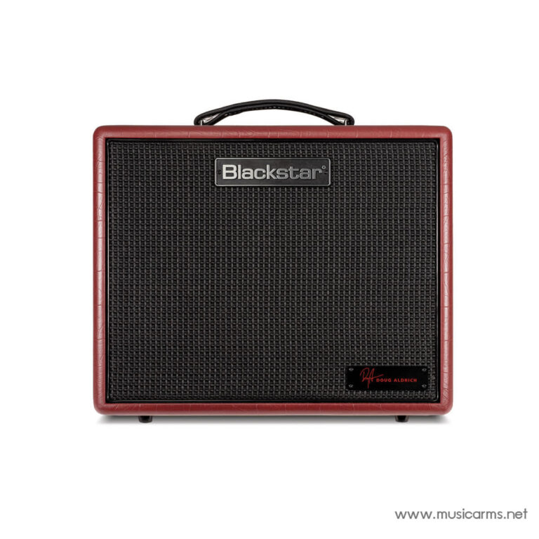 Red guitar amplifier with a black mesh grille and 'Blackstar' logo on the front panel, portable with a top handle. ขายราคาพิเศษ