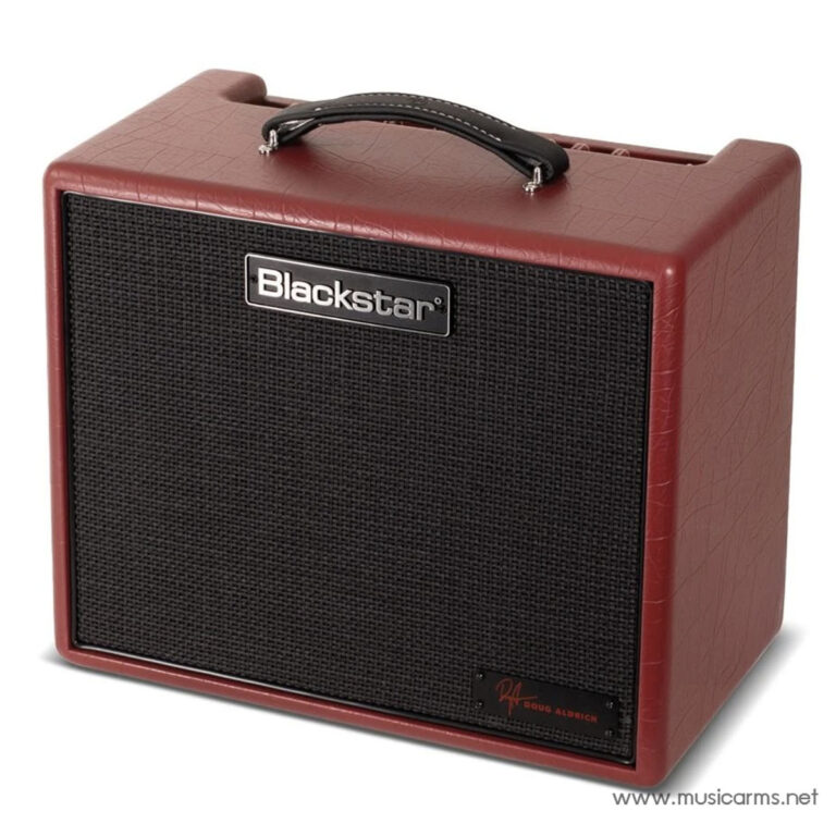 Red guitar amplifier with black grille and top leather handle (Blackstar brand). ขายราคาพิเศษ