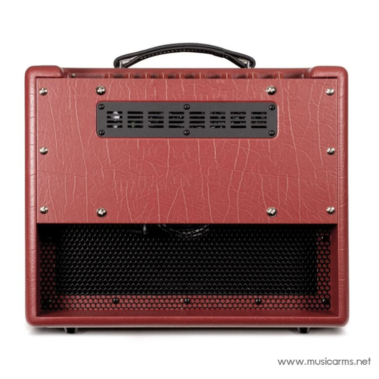 Red guitar amplifier with a black mesh front panel and chrome screws on a red tolex cabinet ขายราคาพิเศษ