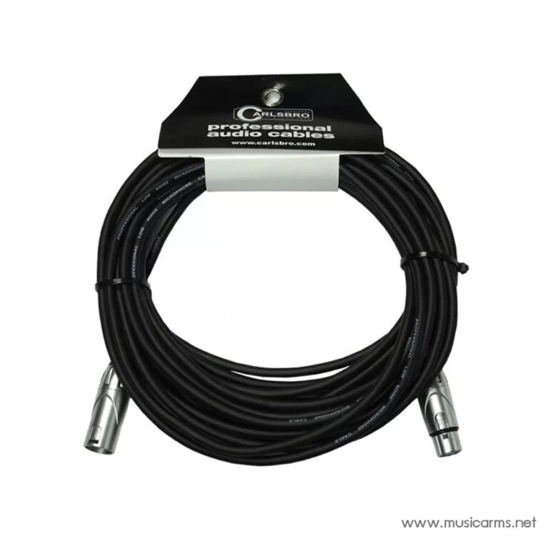 Coiled black professional audio XLR microphone cable with silver connectors at both ends ขายราคาพิเศษ