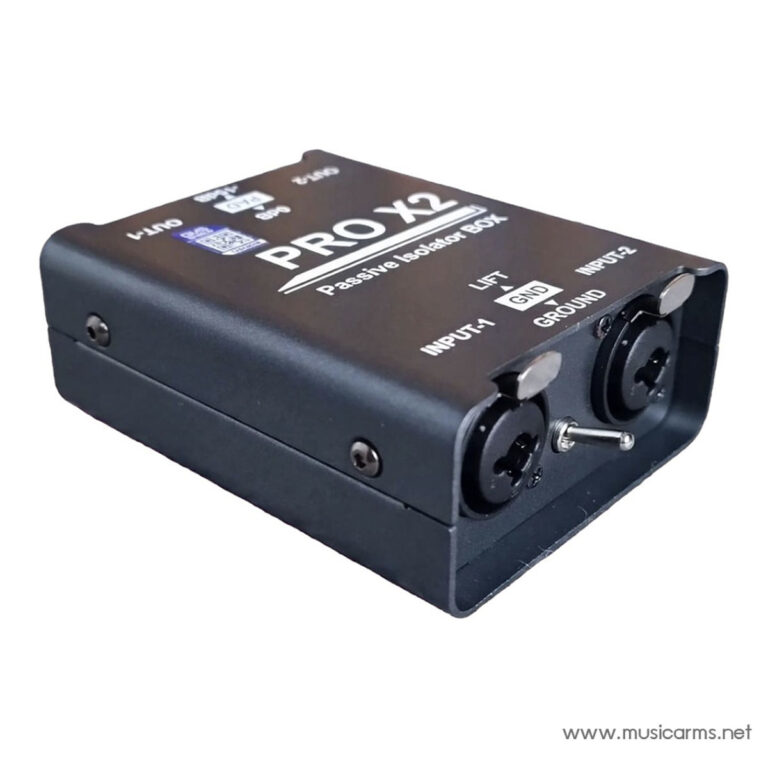 Passive audio isolator box (PRO-12) with two XLR input jacks and ground/lift switch; used to isolate audio signals for balanced connections. ขายราคาพิเศษ