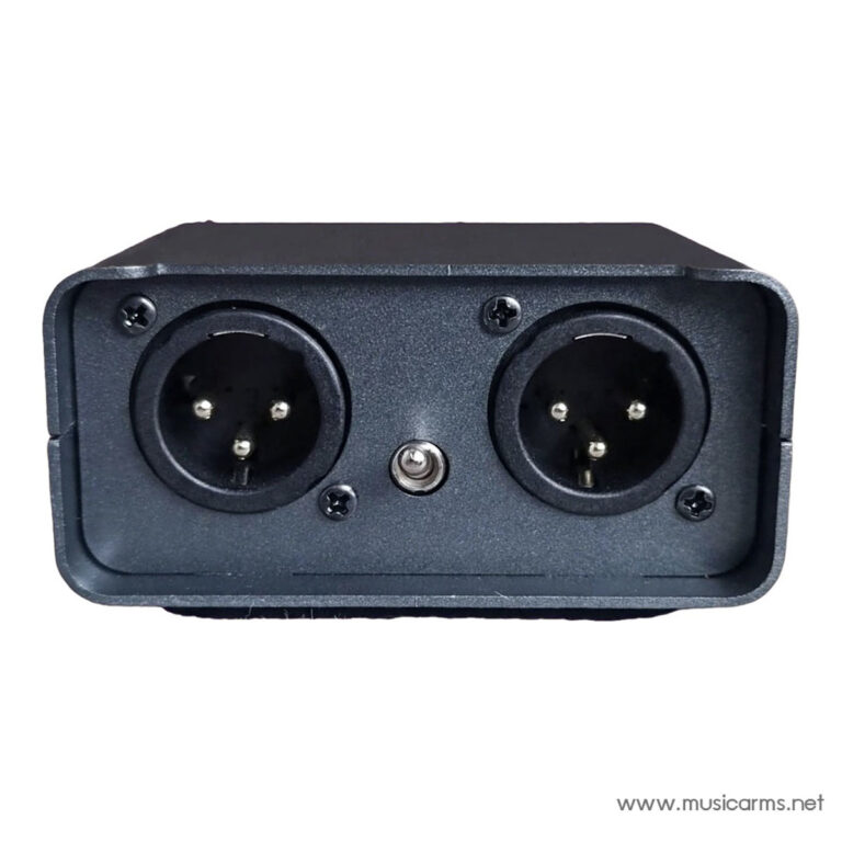 Dual 3-pin XLR microphone inputs on a rugged metal panel for stereo audio connections. ขายราคาพิเศษ