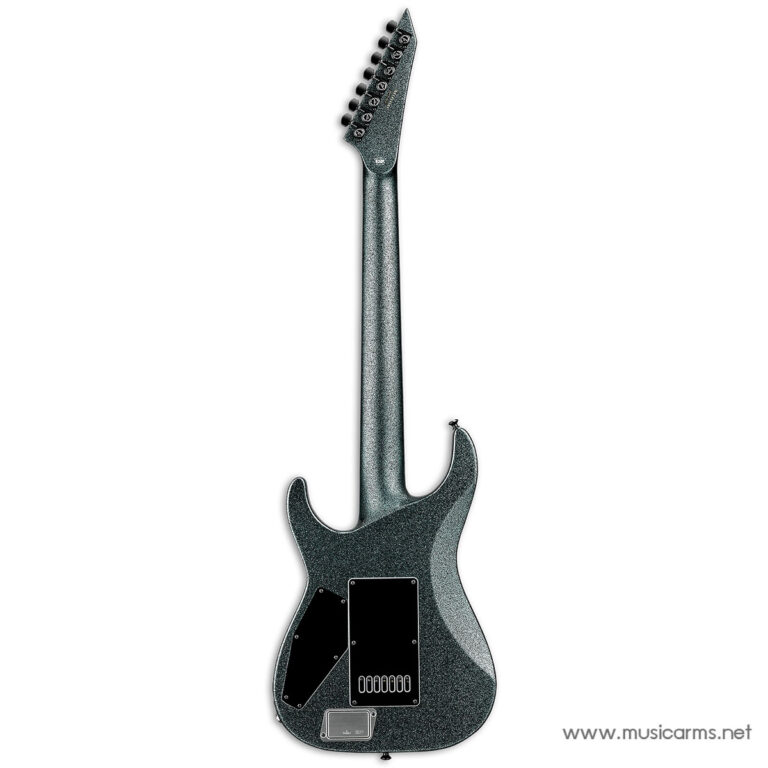Back view of a metallic-glitter electric guitar, showing the neck, body back plates, and tremolo cavity covers on a white background. Includes watermark 'musicarms.net'. ขายราคาพิเศษ