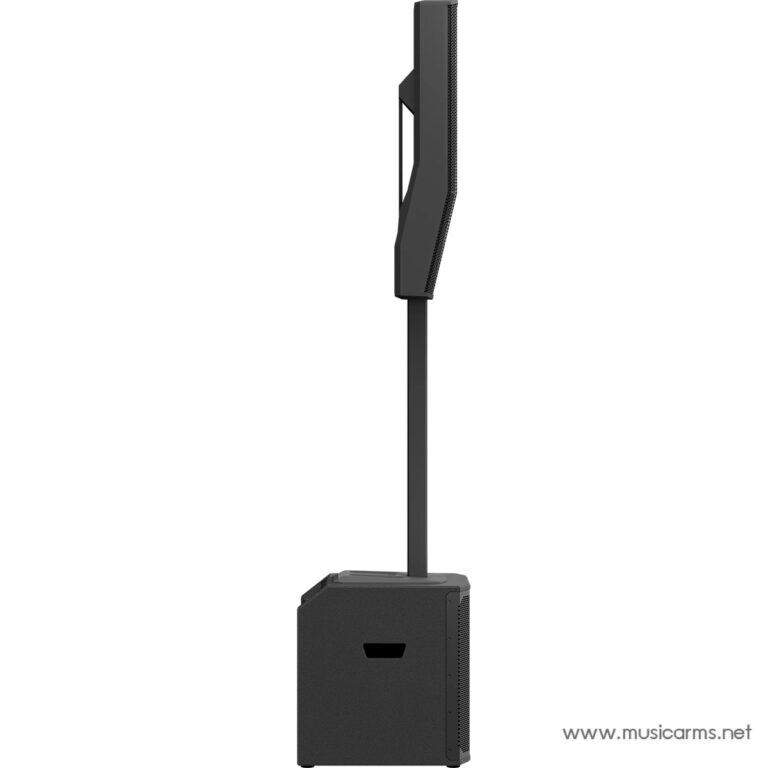 Slim monitor on a tall vertical stand with a rectangular base, shown in side profile. ขายราคาพิเศษ