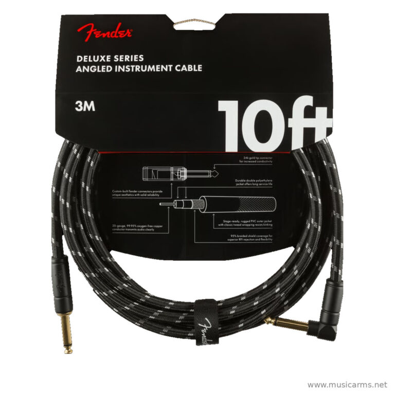 Fender Deluxe Series Instrument Cable Black Tweed Straight/Angle ขายราคาพิเศษ