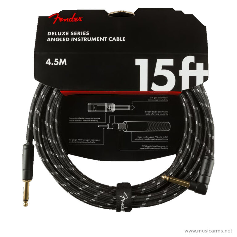 Fender Deluxe Series Instrument Cable Black Tweed Straight/Angle ขายราคาพิเศษ