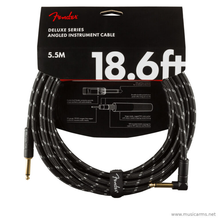 Fender Deluxe Series Instrument Cable Black Tweed Straight/Angle ขายราคาพิเศษ