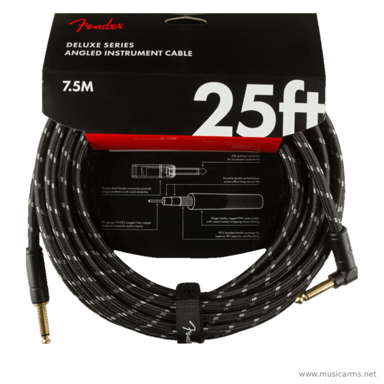 Fender Deluxe Series Instrument Cable Black Tweed Straight/Angle ขายราคาพิเศษ