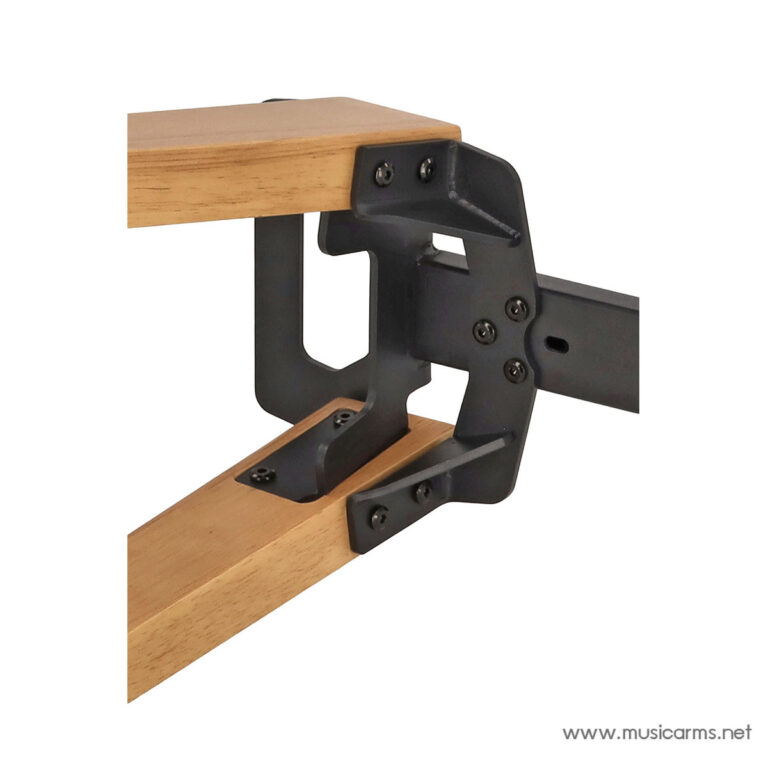 Clamp-on desk mount attached to a wooden beam and metal rail, used to secure an accessory or arm. (functional image) ขายราคาพิเศษ