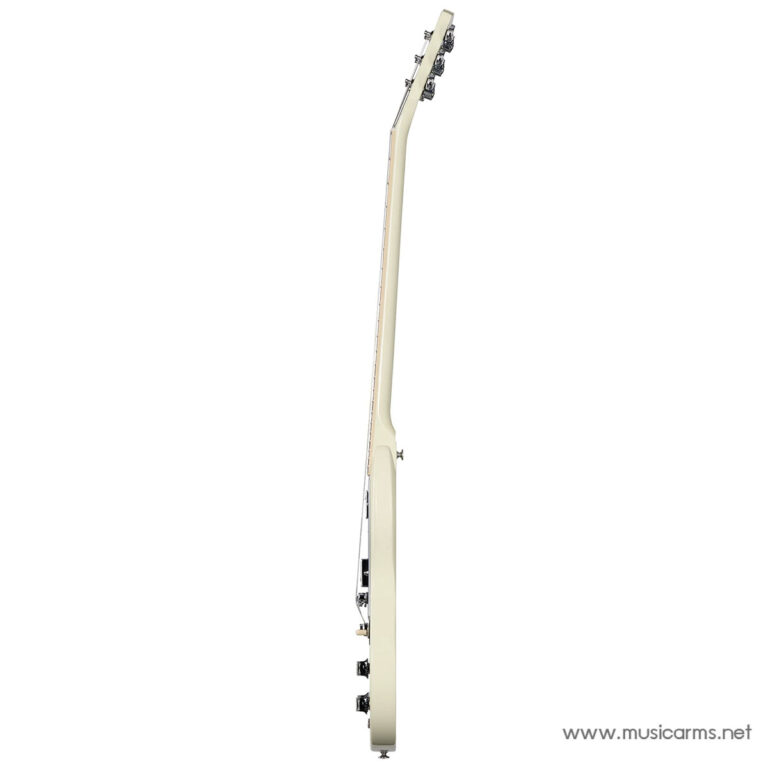 Cream-colored electric guitar shown in profile from headstock to body, vertical orientation. ขายราคาพิเศษ