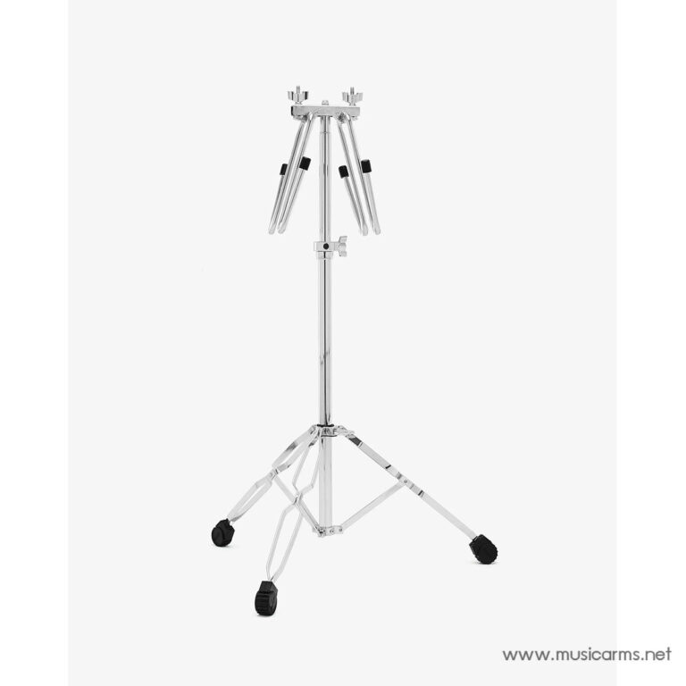 Chrome mic stand with a four-arm top rack on a wheeled tripod base. ขายราคาพิเศษ