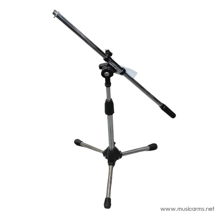 Adjustable metal microphone stand with a long boom arm and tripod base. ขายราคาพิเศษ
