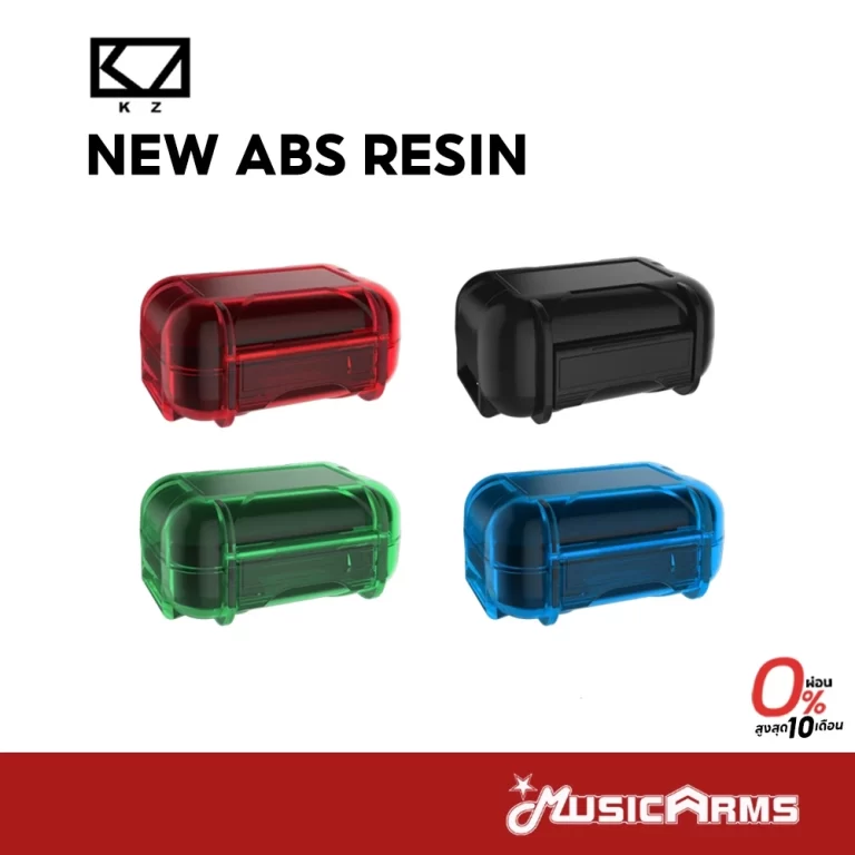 Advertisement displaying four translucent ABS resin cases in red, black, green, and blue under a 'NEW ABS RESIN' header. ขายราคาพิเศษ