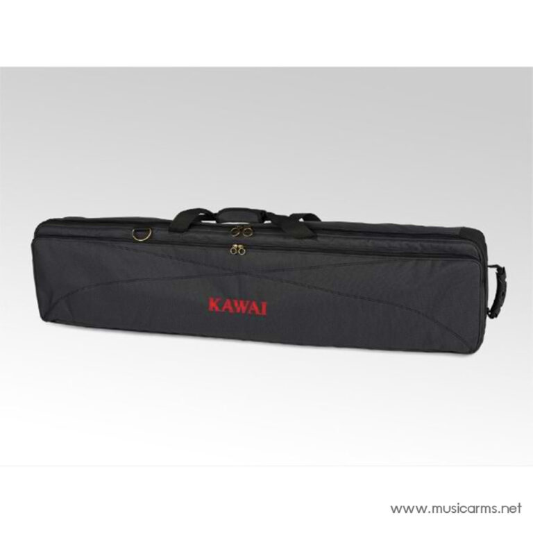 Black rectangular instrument case (likely for a violin/keyboard instrument) with dual gold zippers and a red KAWAI logo on the front. ขายราคาพิเศษ