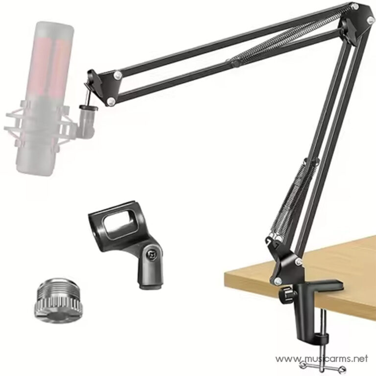 Desk microphone mounted on an adjustable boom arm with desk clamp and shock mount. ขายราคาพิเศษ