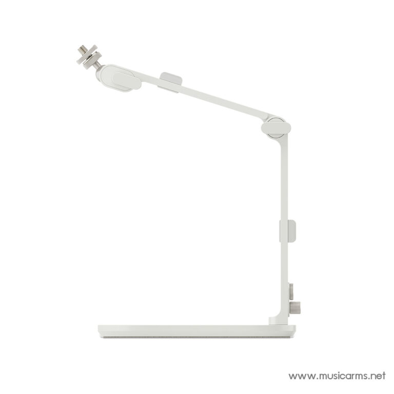 White adjustable desk lamp with articulated arm and clamp base, shown in a minimal setup. ขายราคาพิเศษ