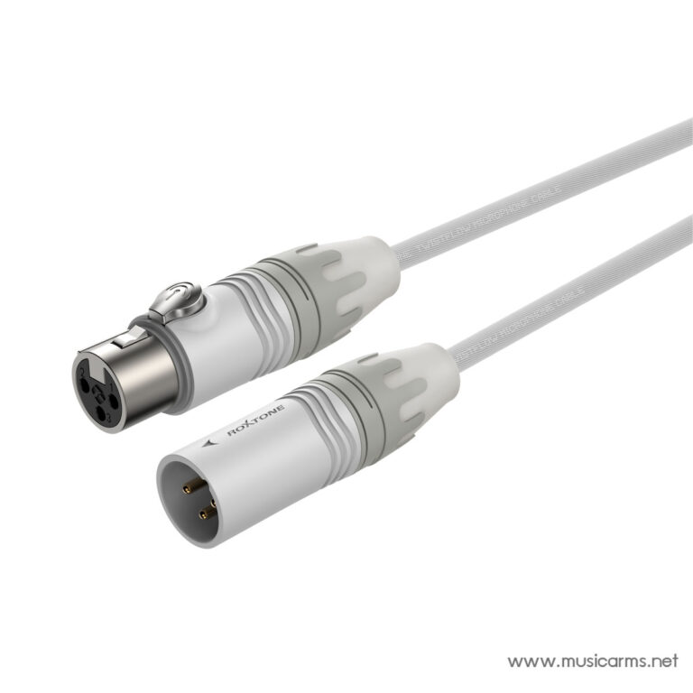 XLR microphone cable with male and female connectors and a braided gray sleeve (ROXTONE). ขายราคาพิเศษ