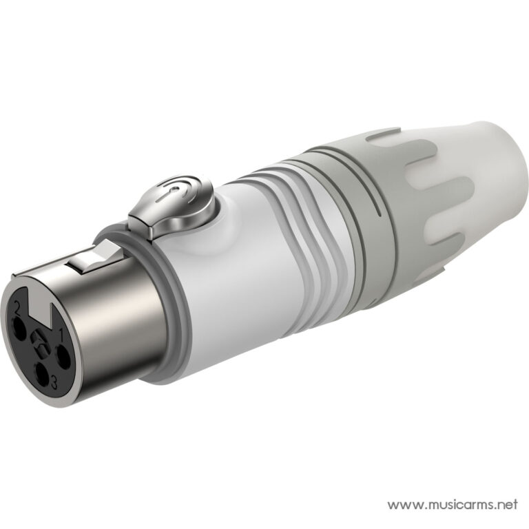XLR audio connector plug with a locking latch and circular metal end, shown from a side angle. ขายราคาพิเศษ