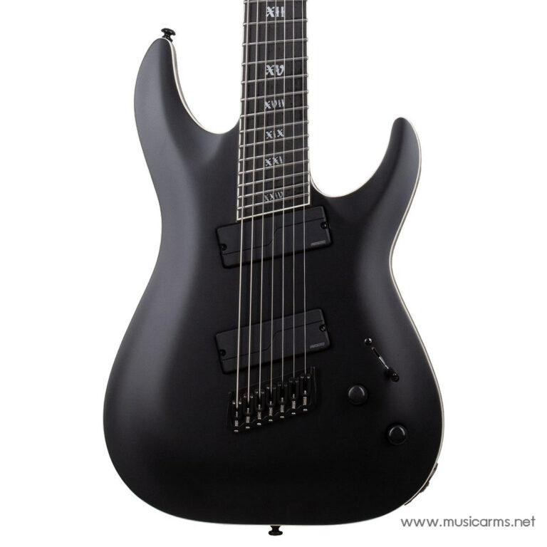 Black matte solid-body electric guitar with two humbucker pickups, fixed bridge, and two control knobs visible ขายราคาพิเศษ