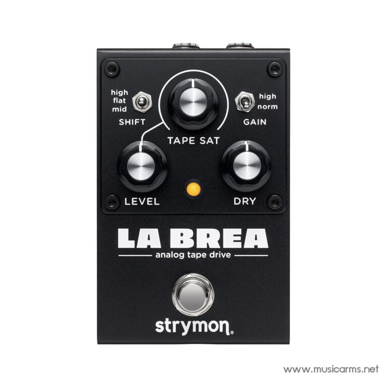 Strymon LA BREA analog tape drive pedal with three knobs (Level, Dry, Gain) and orange status LED on a black panel ขายราคาพิเศษ