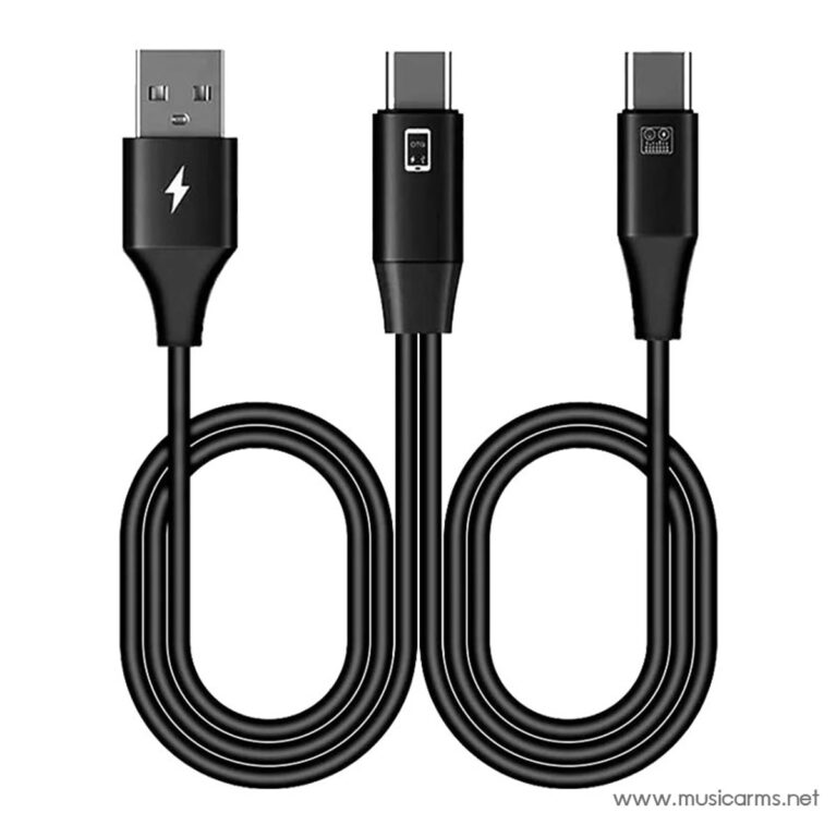 Black 3-in-1 USB charging cable showing USB-A, USB-C, and micro-USB connectors. ขายราคาพิเศษ