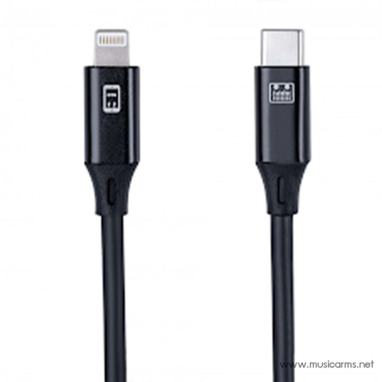 Two-ended cable showing a Lightning connector on the left and a USB-C connector on the right for charging/data transfer. ขายราคาพิเศษ