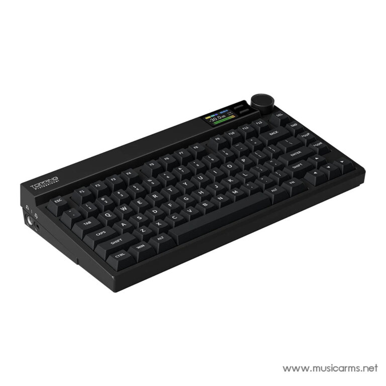 Compact black MIDI keyboard controller with a small display and encoder knob on top, 61 keys, USB/audio ports visible on the side, musicarms.net ขายราคาพิเศษ