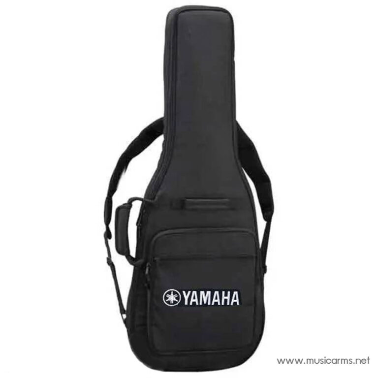 Black guitar case with a front pocket and Yamaha logo, carrying strap attached ขายราคาพิเศษ