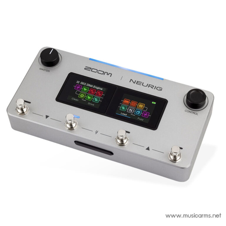 Zoom NEURIG guitar effects controller with dual color LCD panels, master knob, and four footswitches. ขายราคาพิเศษ